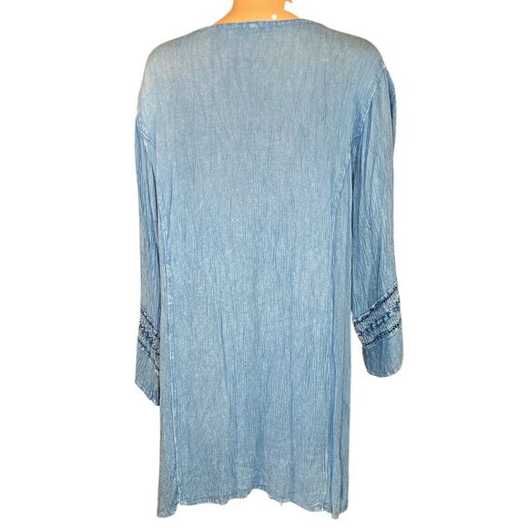 Raya Sun Gypsy Boh Tunic Dress Crocheted Trim Knee Length Womens Size Large - XL - Picture 5 of 7